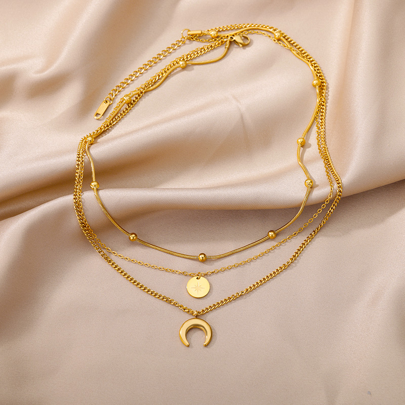 Stainless Steel Geometry Star Moon Butterfly Pendant Multilayer Chain Choker Necklace For Women Wedding Accessories Dropshipping