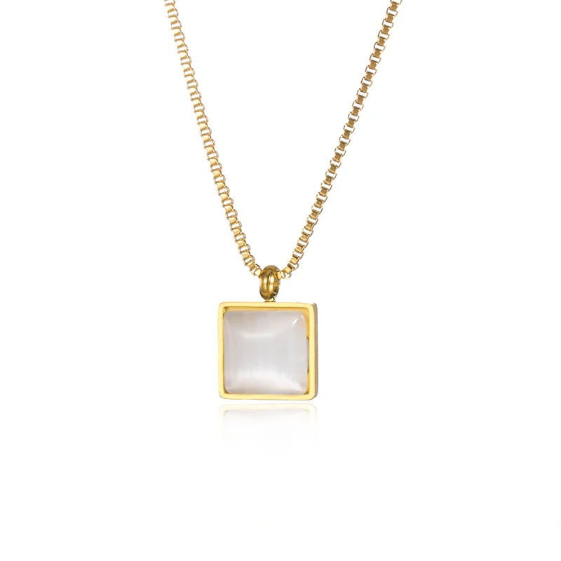 Minimalist Heart Necklaces For Women Stainless Steel Zircon Square Pendant Choker Fashion Festival Party Gift Jewelry