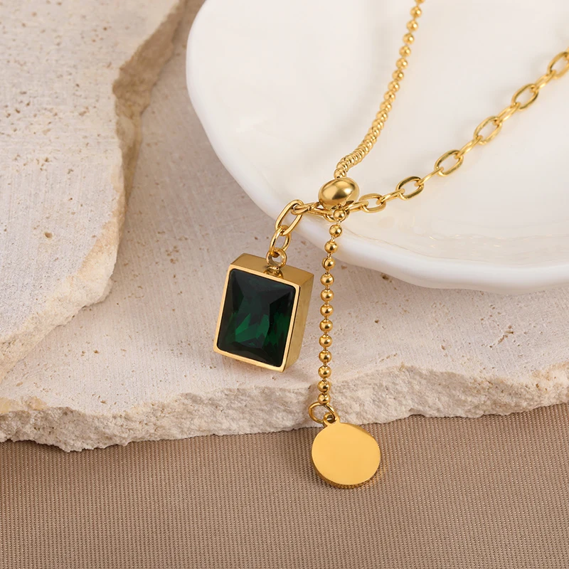 Minimalist Heart Necklaces For Women Stainless Steel Zircon Square Pendant Choker Fashion Festival Party Gift Jewelry