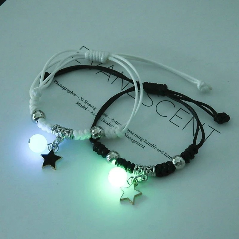 2PC/Set Luminous Star Moon Heart Couple Bracelet Adjustable Key Lock Rope Matching Friend Bracelets Love Gifts Jewelry 2PC/Set Luminous Star Moon Heart Couple Bracelet Adjustable Key Lock Rope Matching Friend Bracelets Love Gifts Jewelry
