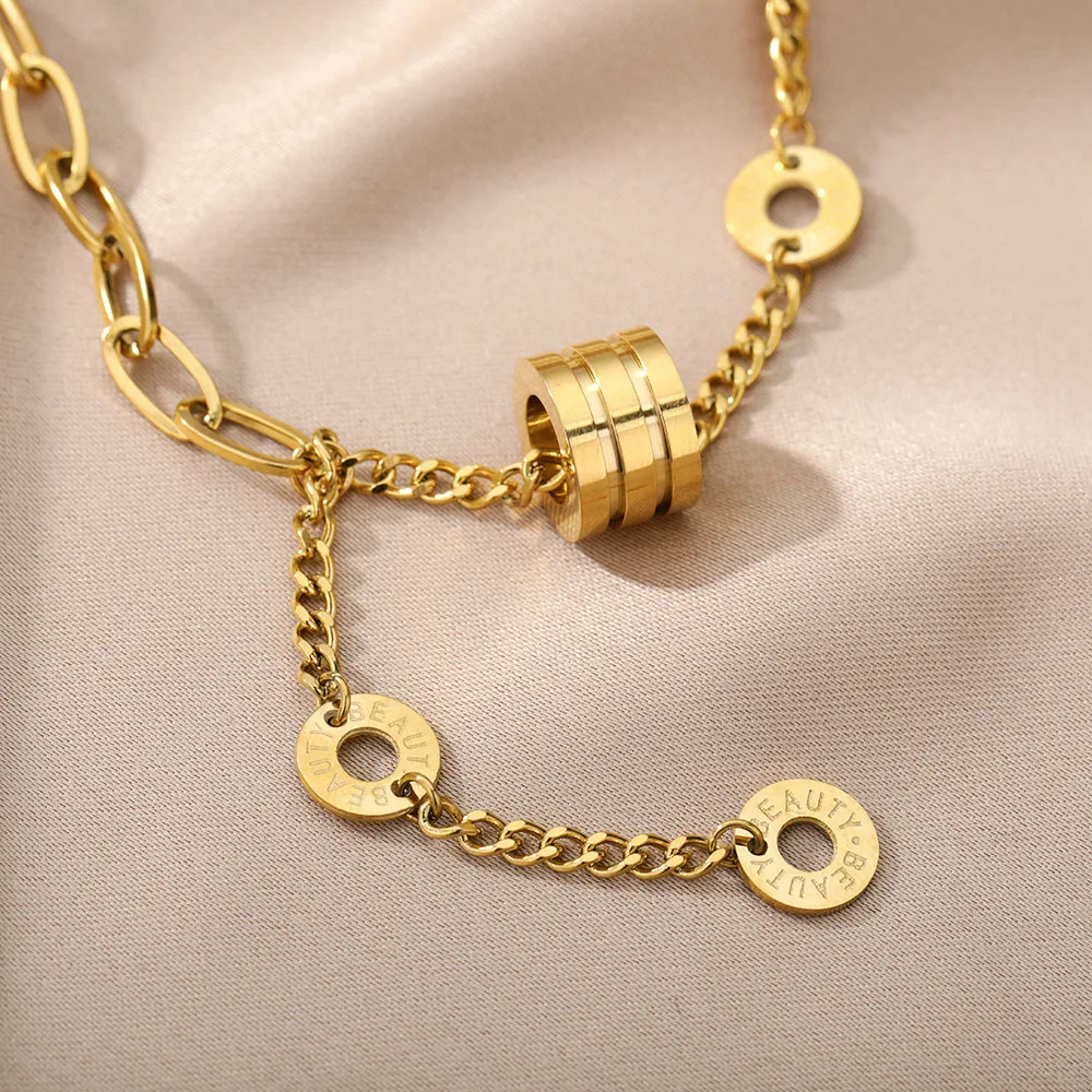 Stainless Steel Gold Color Multi-Layer Geometric Necklace For Women 2022 Trendy New Fashion Party Jewelry Collares Dropshipping