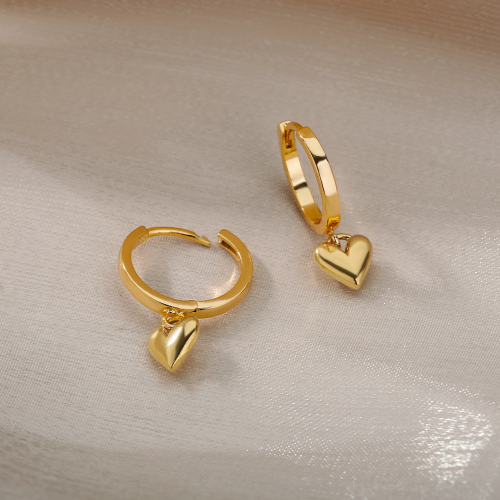 Heart Earring For Women Girl Stainless Steel Vintage Gold Love Heart Love Earring Accessorize Jewelry Gift Bijoux Femme 2022