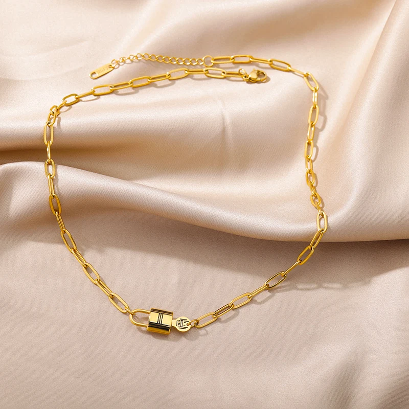Stainless Steel Gold Color Multi-Layer Geometric Necklace For Women 2022 Trendy New Fashion Party Jewelry Collares Dropshipping