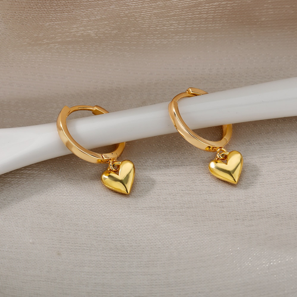 Heart Earring For Women Girl Stainless Steel Vintage Gold Love Heart Love Earring Accessorize Jewelry Gift Bijoux Femme 2022