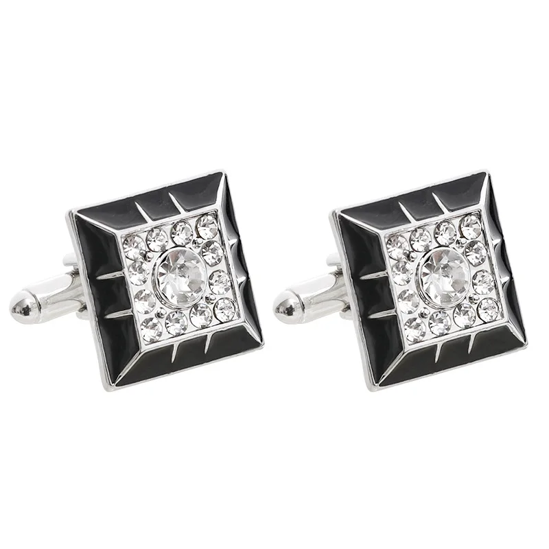 Square Cufflinks Mens Red/Black Enamel Business Cuff Links Button Vintage Retro French Suit Shirt Cufflink Wedding Jewelry Men