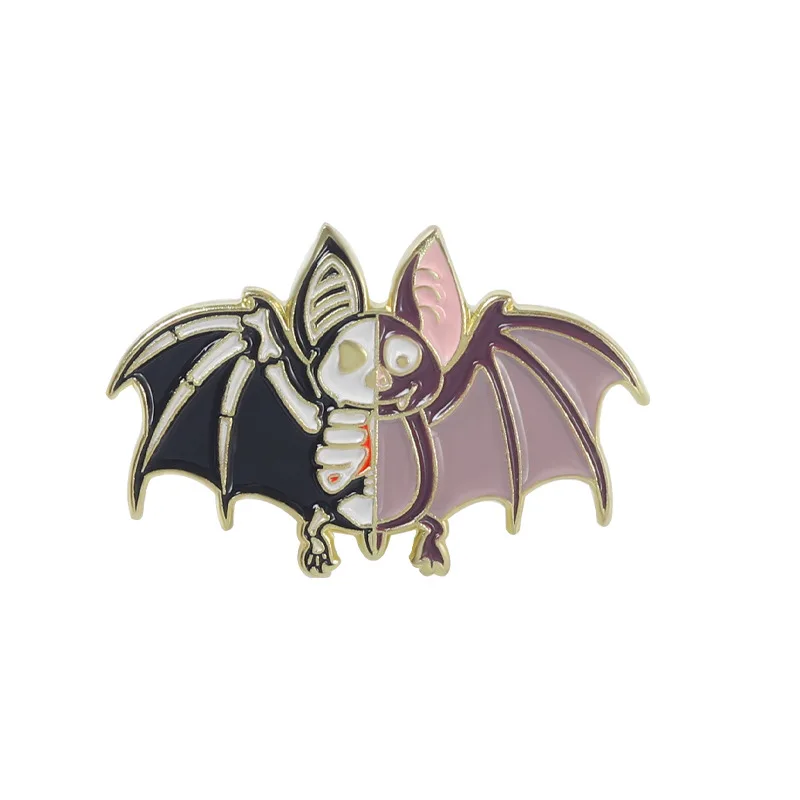 Creative Trendy Cartoon Skeleton Animal Ghost Cat Oil Drop Lapel Brooch Badge Pin Denim Bag Gift Men Women Fashion Jewelry