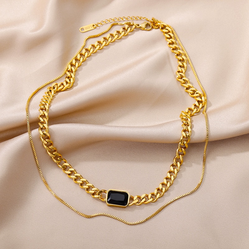 Stainless Steel Geometry Star Moon Butterfly Pendant Multilayer Chain Choker Necklace For Women Wedding Accessories Dropshipping