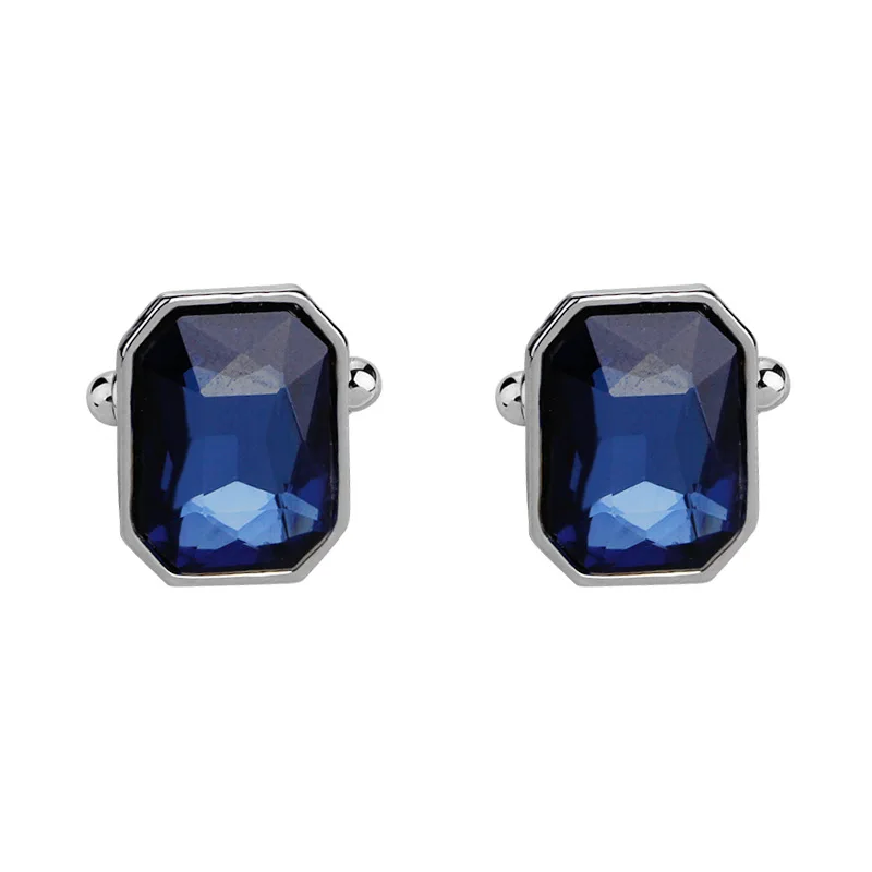 Luxury Blue Purple Cufflinks for Men High Quality Zircon Shirts Cuff Links Business Cuff Buttons Men's shirt Collar Pin Wedding