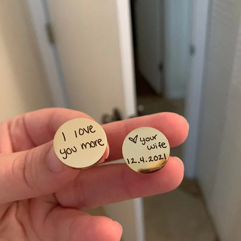 Personalized CuffLinks Custom Engraved Cuff Links Father's Day Gift For Dads Men Wedding Groom Gift Customize CuffLink Jewelry