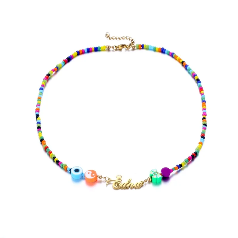 Custom Devil's Eye Butterfly Beaded Name Necklaces for Women Stainless Steel Customized Letters Crown Pendant Mom Jewelry Gift Custom Devil's Eye Butterfly Beaded Name Necklaces for Women Stainless Steel Customized Letters Crown Pendant Mom Jewelry Gift