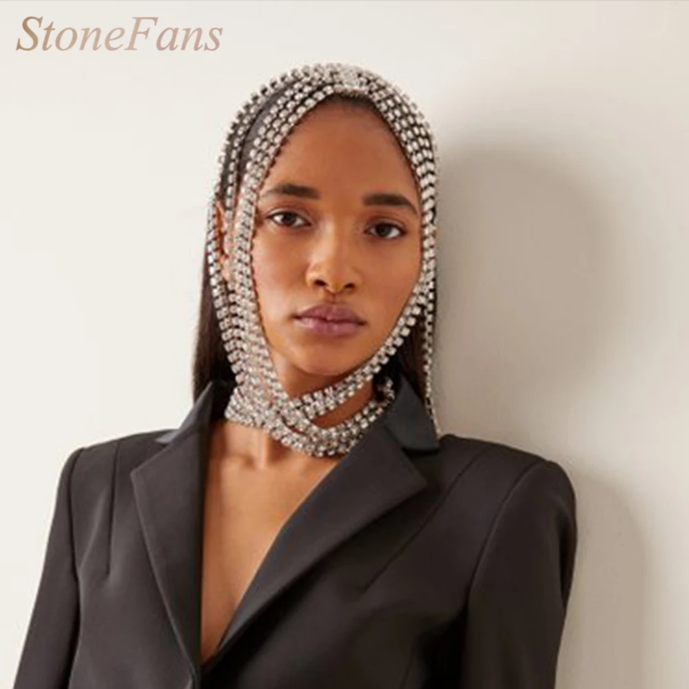 Fashion Long Rhinestone Head Chain Jewelry Crystal for Women New Hair Accessories Designer Cute Boho Bridal Headband Luxury Gift