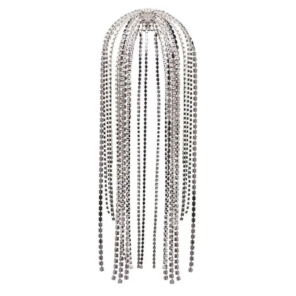 Fashion Long Rhinestone Head Chain Jewelry Crystal for Women New Hair Accessories Designer Cute Boho Bridal Headband Luxury Gift