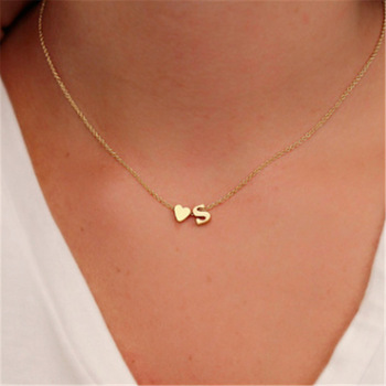 Fashion Tiny Dainty Heart Initial Necklace Personalized Letter Necklace Name Jewelry for women accessories girl friend gift