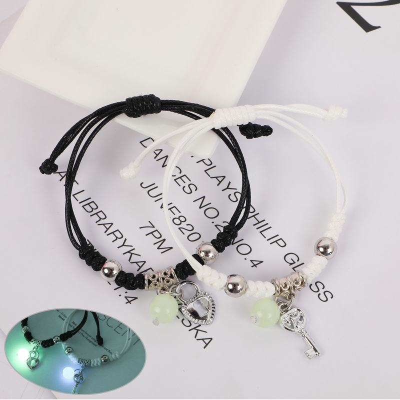 2PC/Set Luminous Star Moon Heart Couple Bracelet Adjustable Key Lock Rope Matching Friend Bracelets Love Gifts Jewelry 2PC/Set Luminous Star Moon Heart Couple Bracelet Adjustable Key Lock Rope Matching Friend Bracelets Love Gifts Jewelry